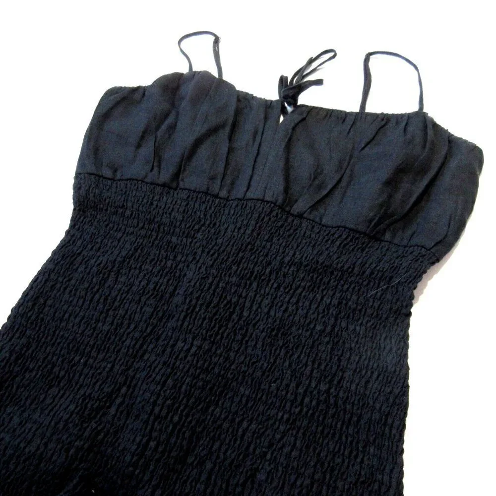 NWT J.Crew Smocked Linen in Black Tank Dress 14T